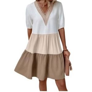 SHEIN Cream White Tiered Babydoll Dress D